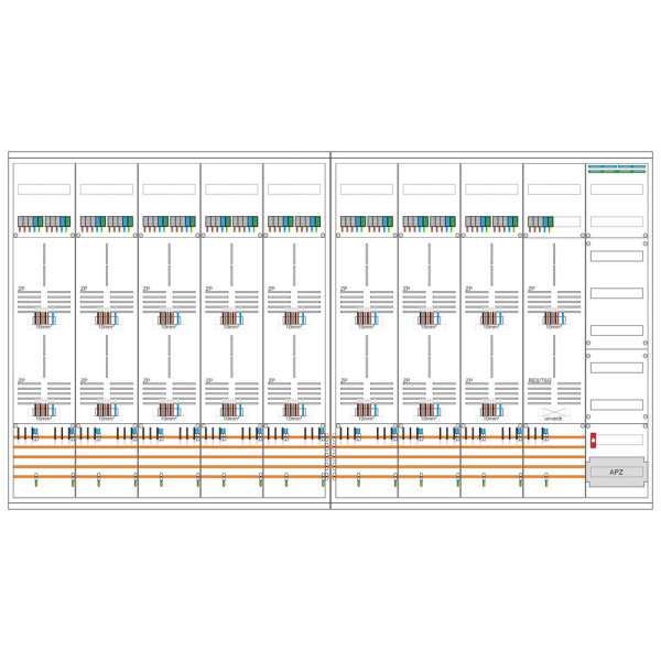 Zählerschrank 17 Zähler, TSG, Verteiler, APZ, 1400mm | 3.HZ | SCHIEGL